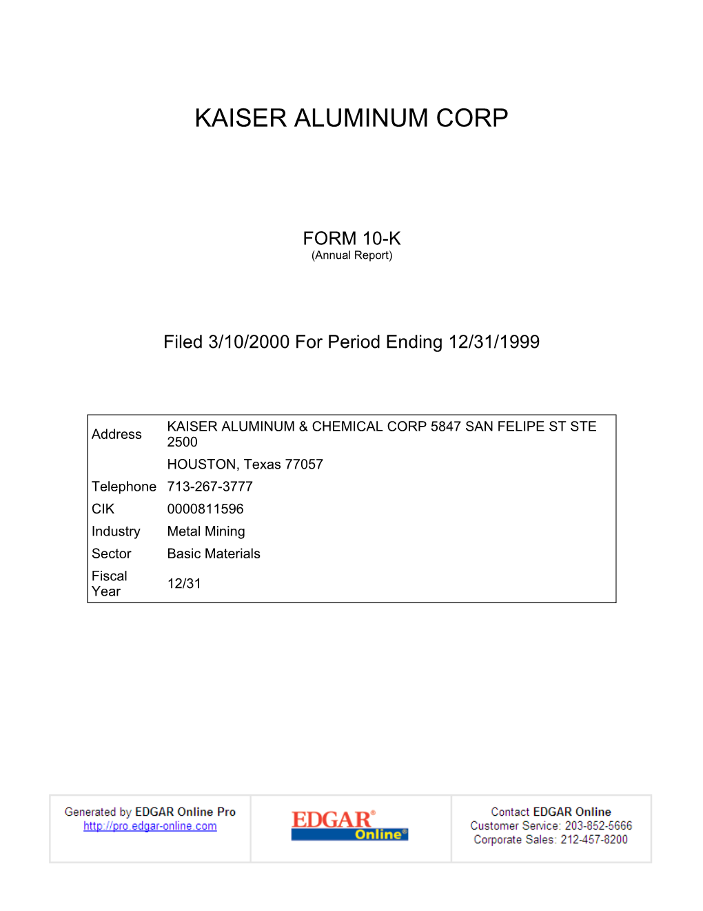 Kaiser Aluminum Corp