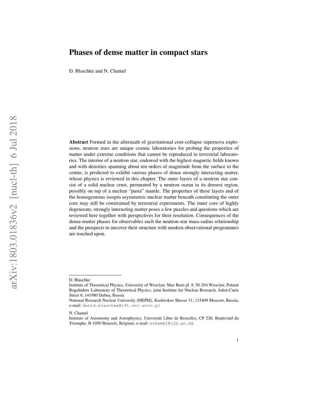 Phases of Dense Matter in Compact Stars
