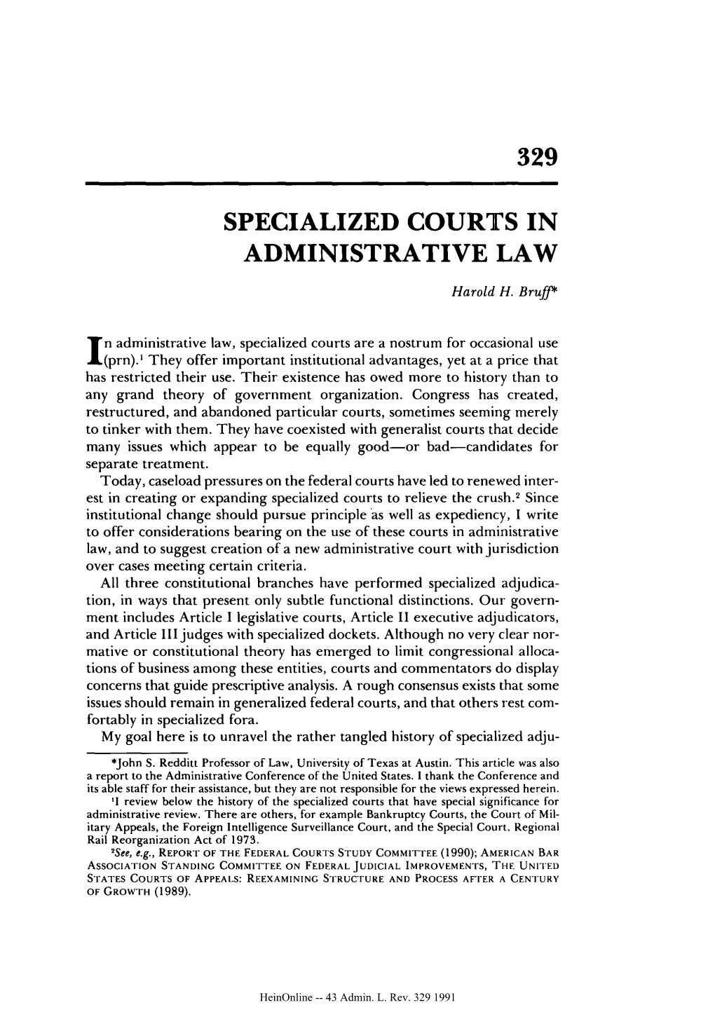 Specialized Courts in Administrative Law