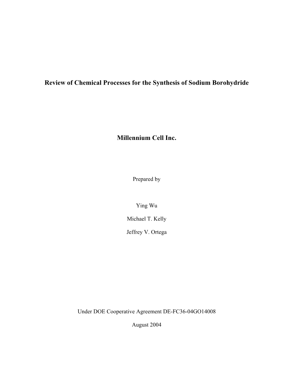 Review of Chemical Processes for the Synthesis of Sodium Borohydride