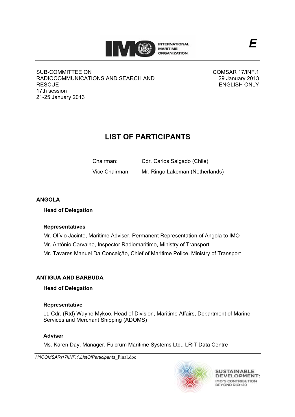 List of Participants