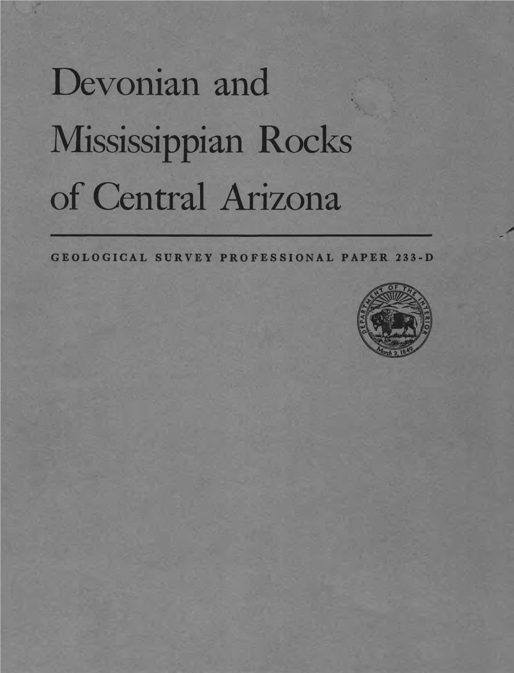 Devonian and Mississippian Rocks of Central Arizona