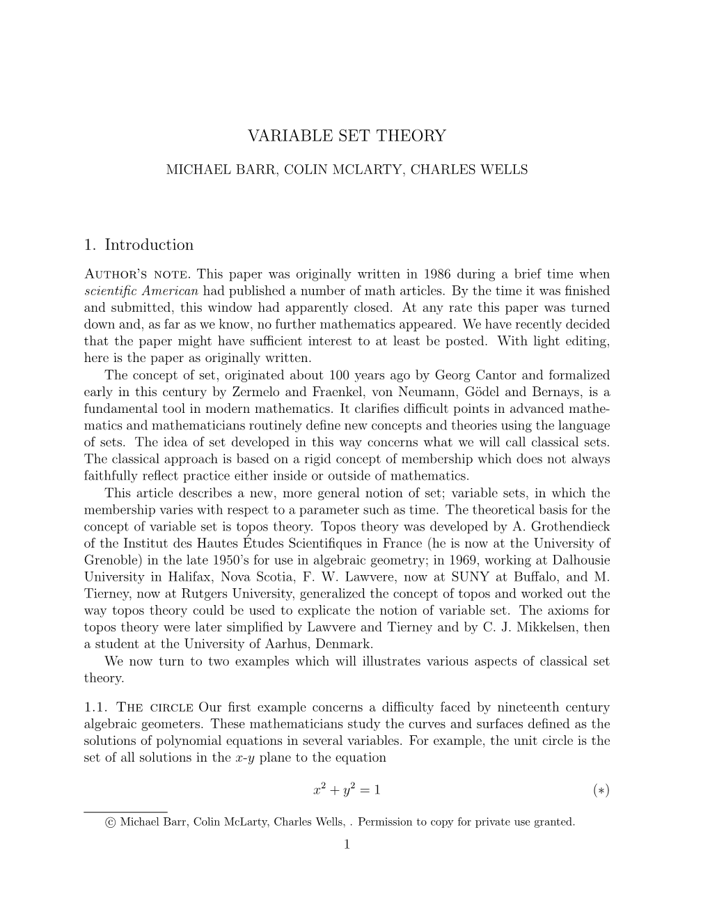 Variable Set Theory