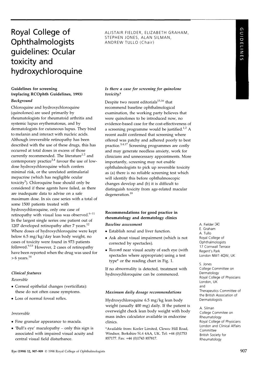 Royal College of Ophthalmologists Guidelines