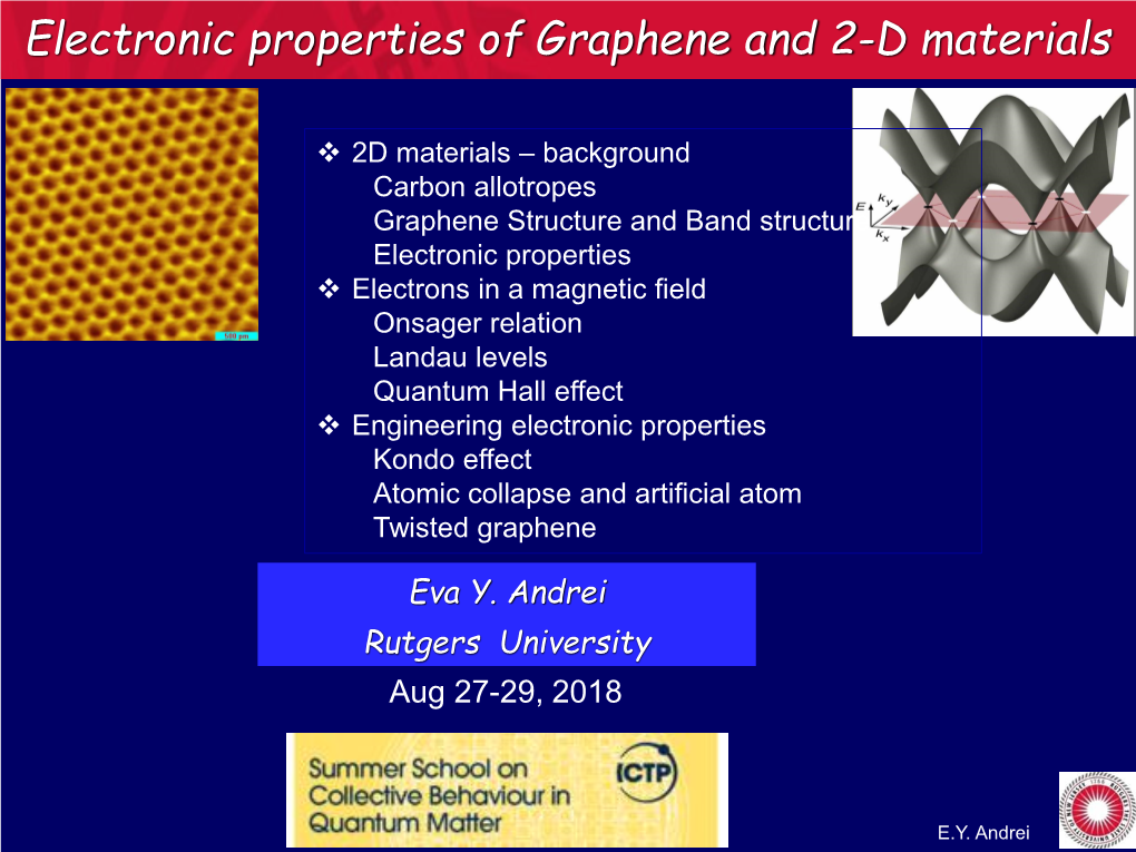 Electronic Properties of Graphene and 2-D Materials