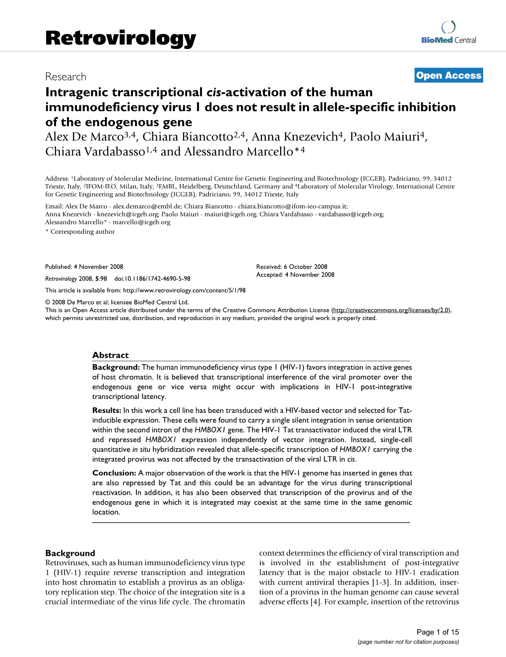 Intragenic Transcriptional Cis-Activation of the Human