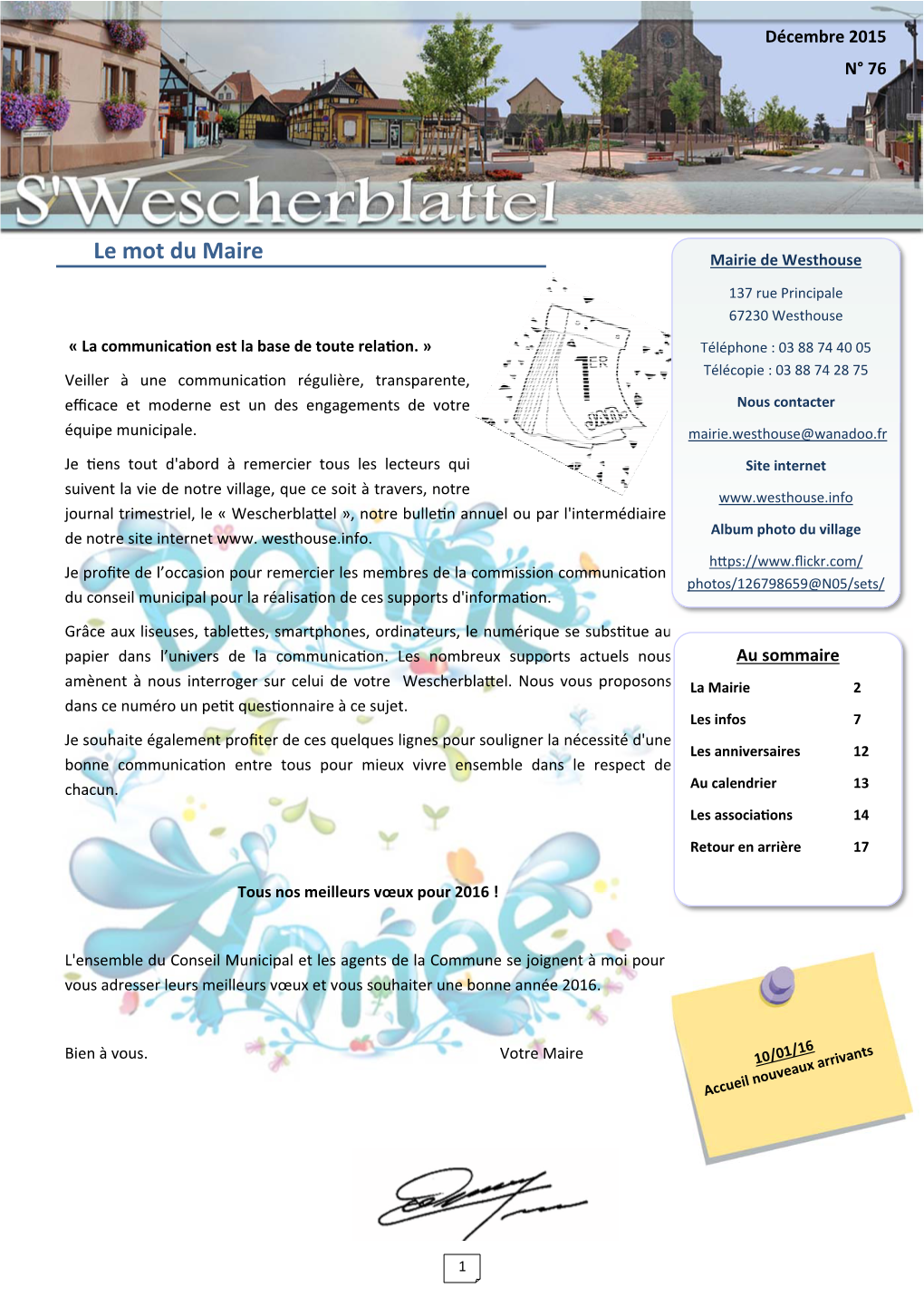 Le Mot Du Maire Mairie De Westhouse