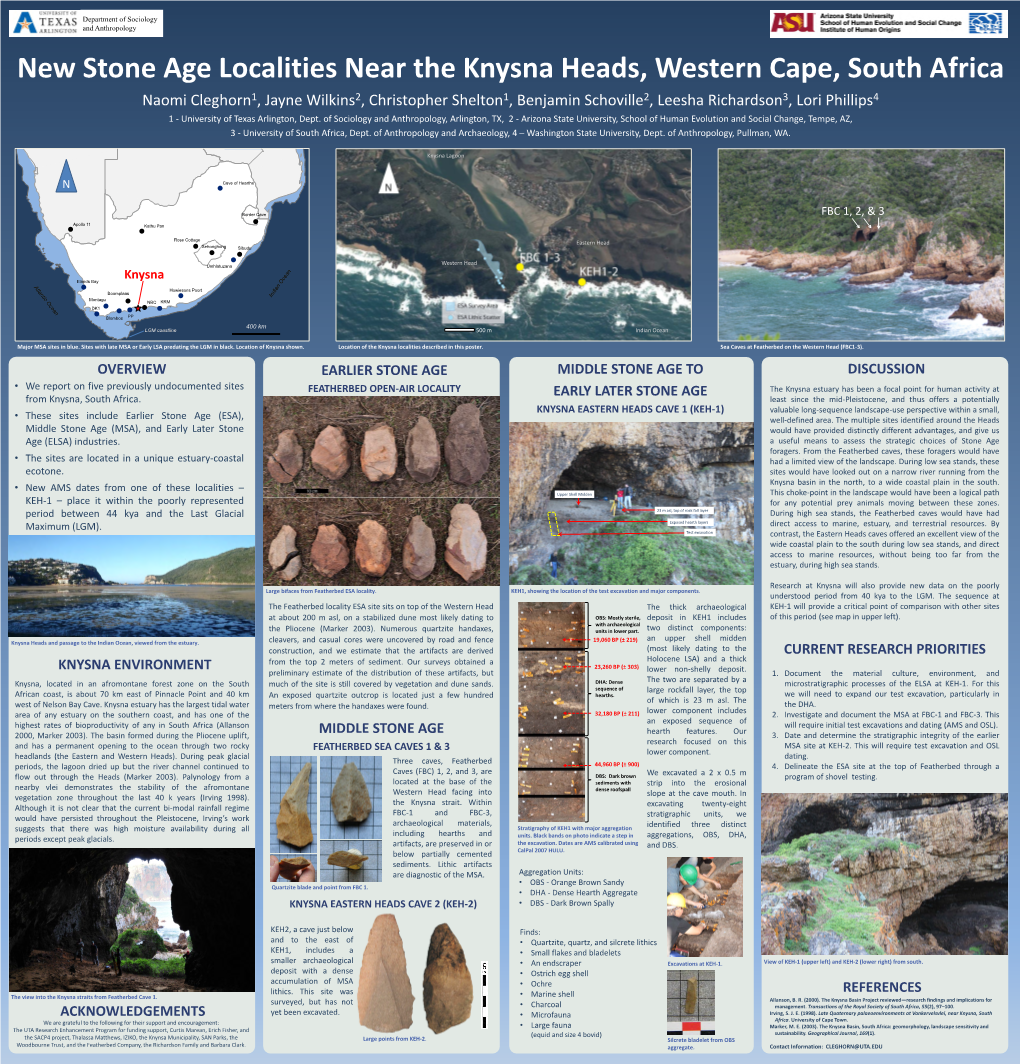New Stone Age Localities Near the Knysna Heads, Western Cape