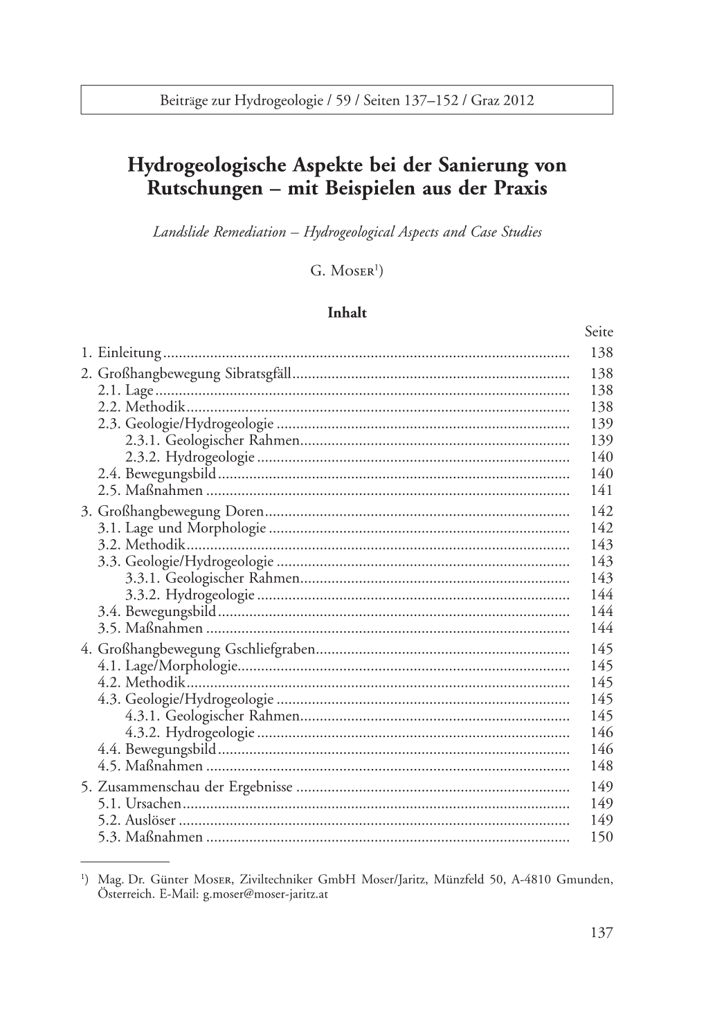 Hydrogeologische Aspekte Bei Der Sanierung Von Rutschungen – Mit Beispielen Aus Der Praxis