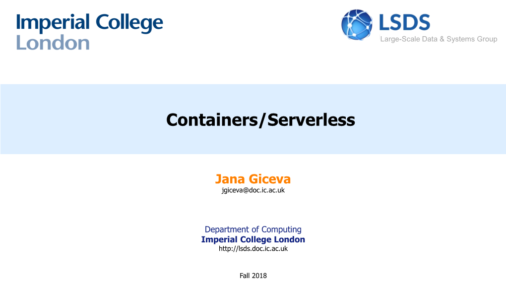 Containers/Serverless