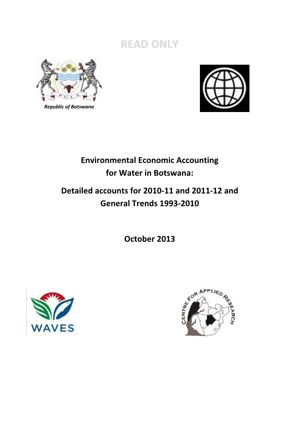 SEEA Water for Botswana: 2010-2012