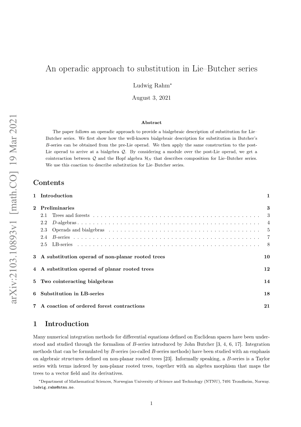 An Operadic Approach to Substitution in Lie–Butcher Series