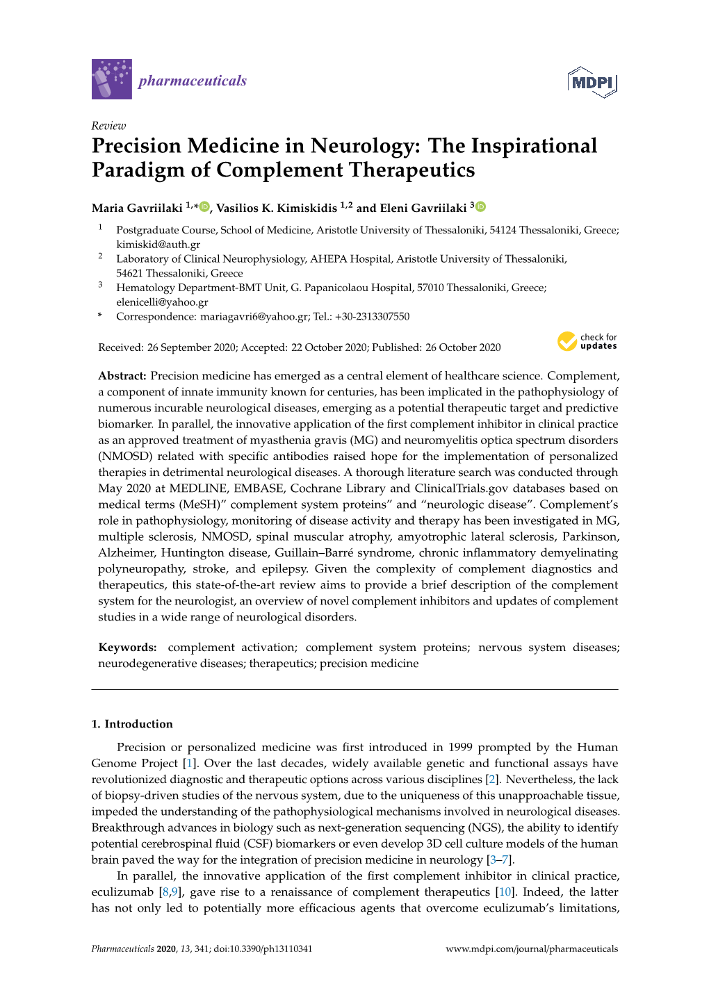 Precision Medicine in Neurology: the Inspirational Paradigm of Complement Therapeutics