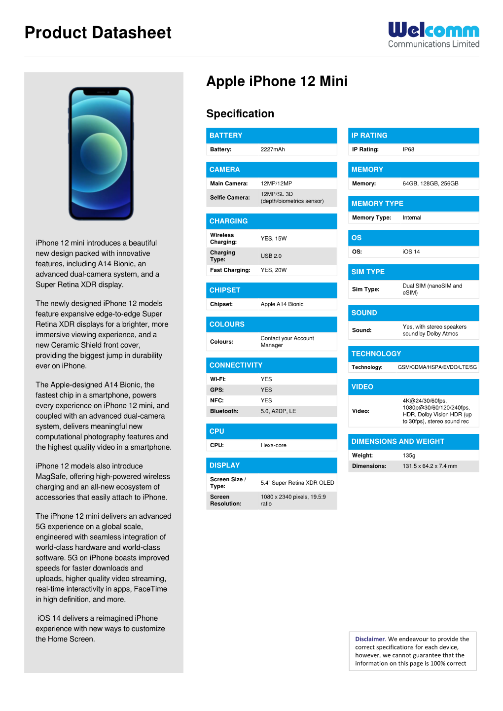 Product Datasheet