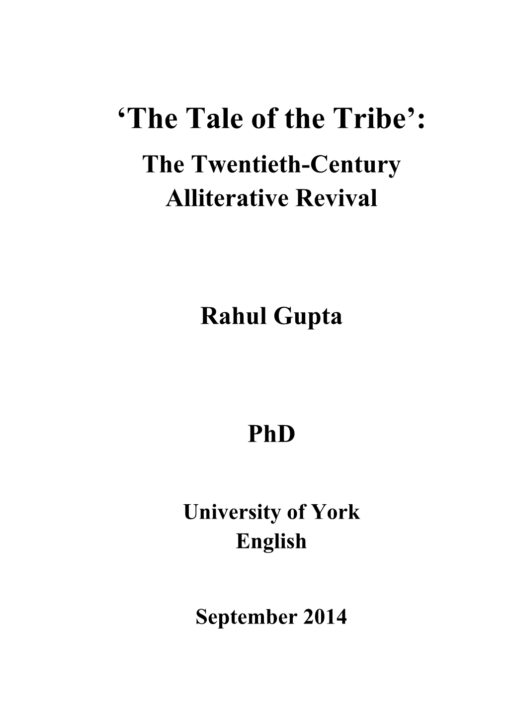 'The Tale of the Tribe'