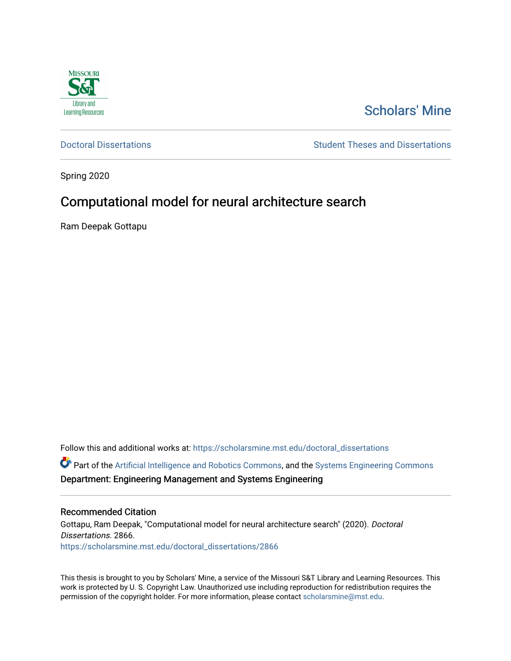Computational Model for Neural Architecture Search
