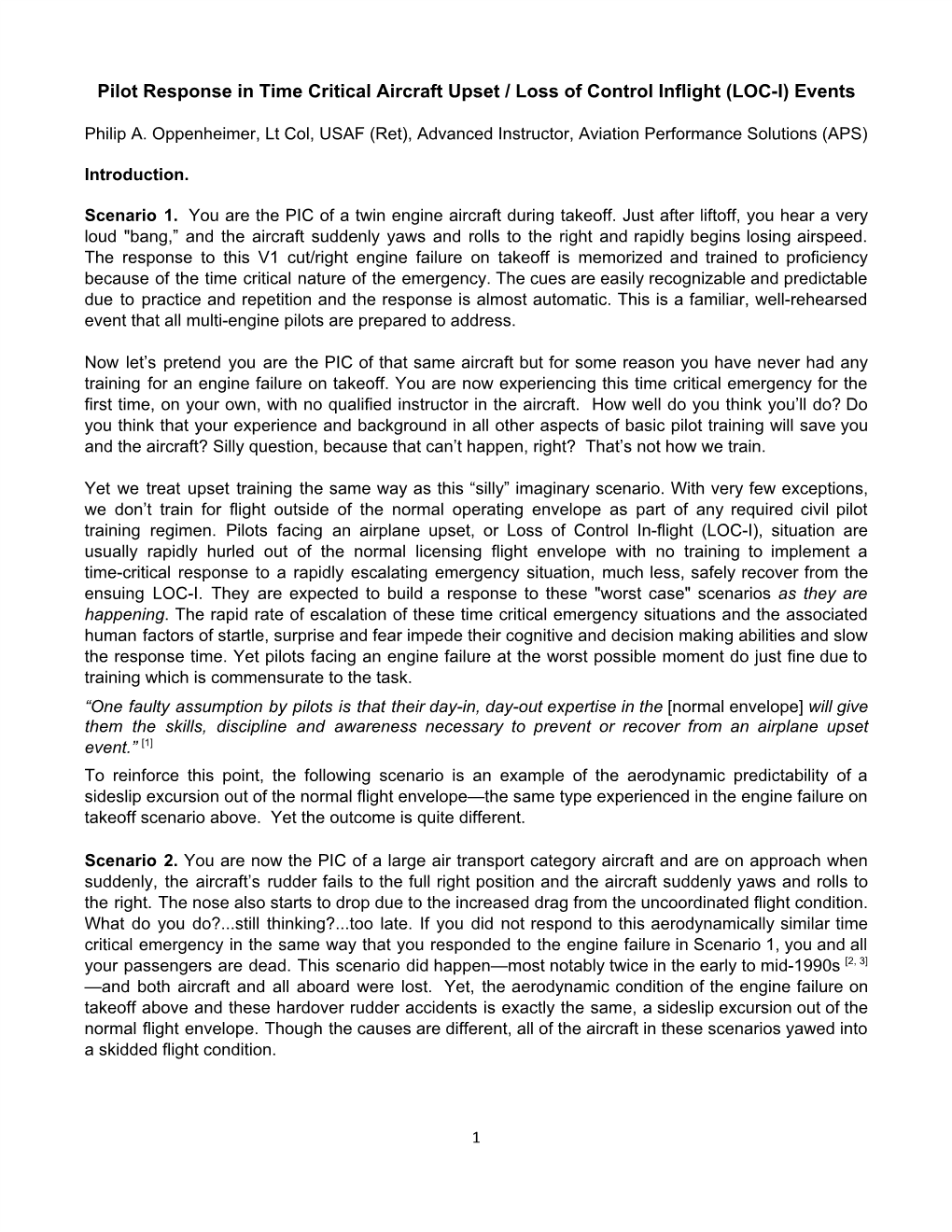 Pilot Response in Time Critical LOC-I Events