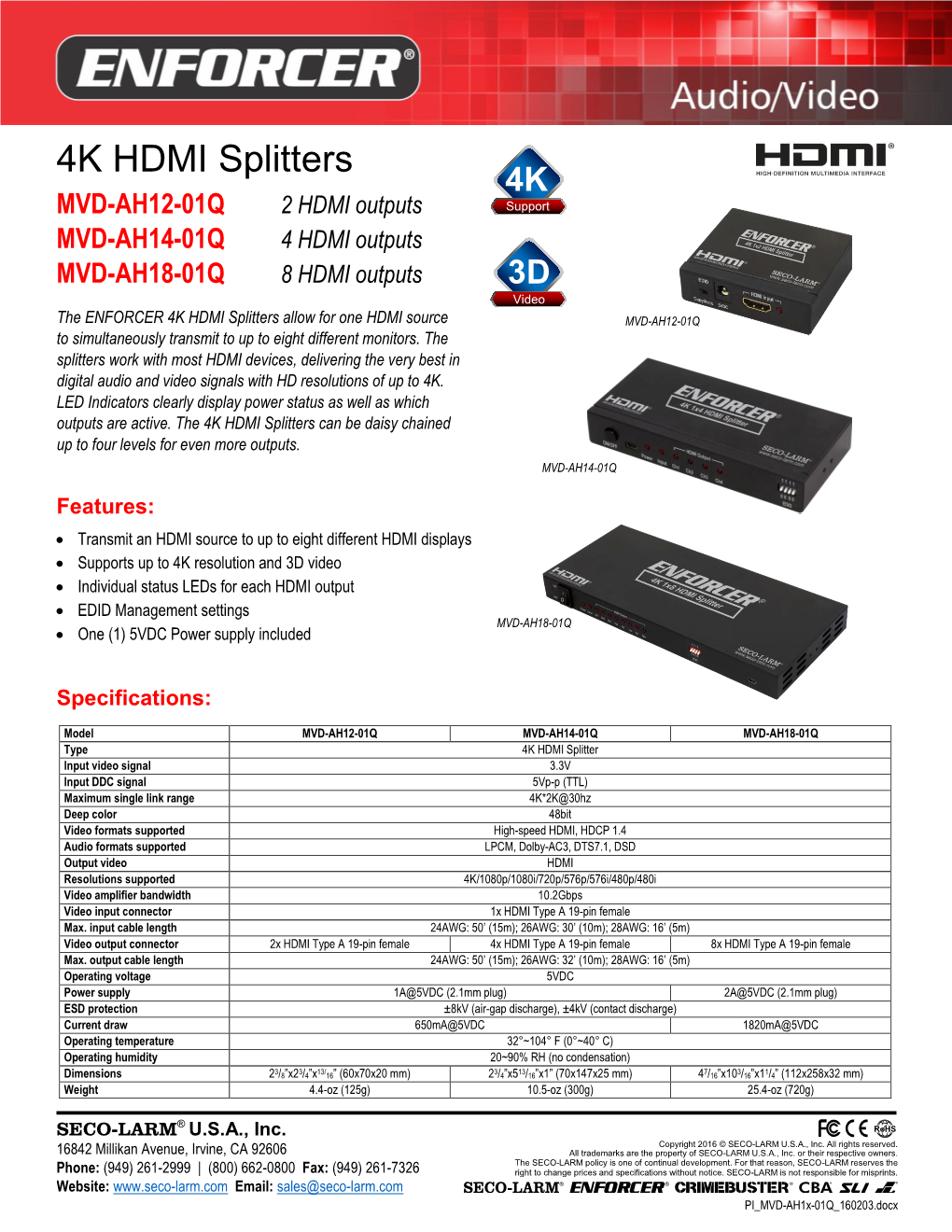 4K HDMI Splitters