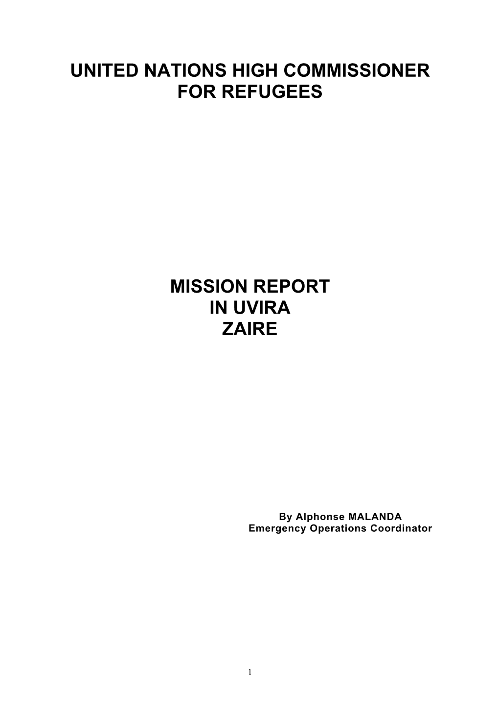 Mission Report in Uvira-Zaire