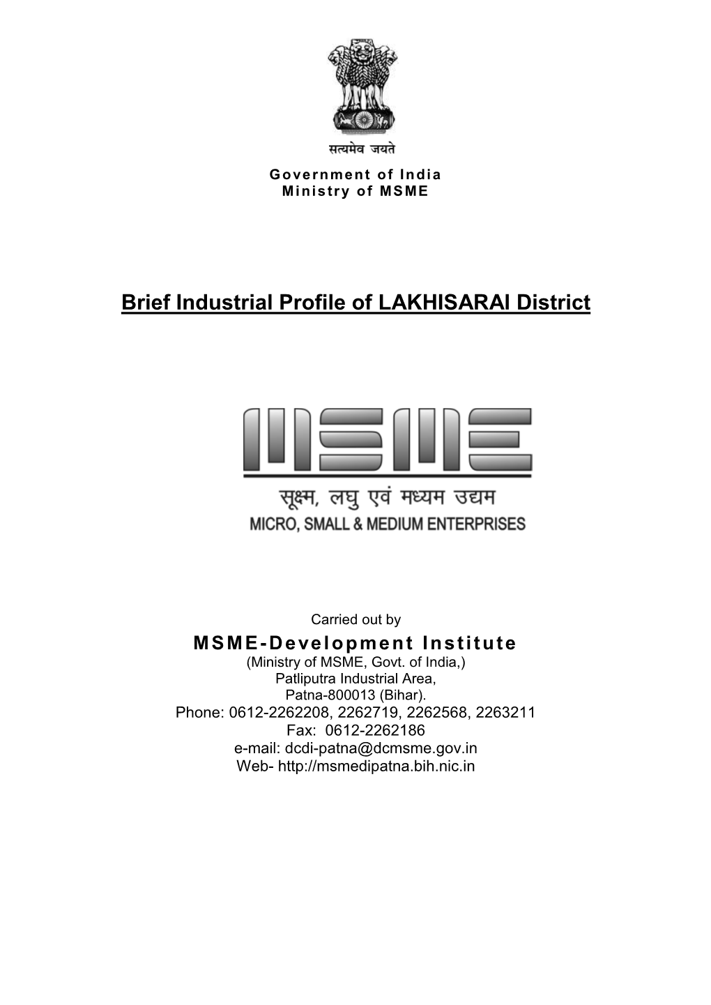 Brief Industrial Profile of LAKHISARAI District