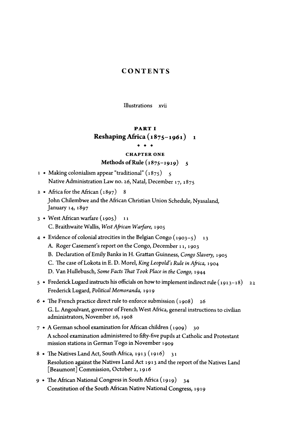 CONTENTS Reshaping Africa (1875-1961) 1