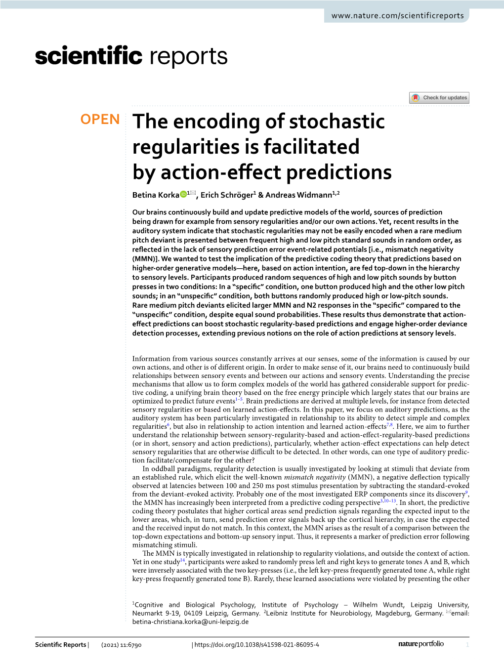 The Encoding of Stochastic Regularities Is Facilitated by Action-Effect