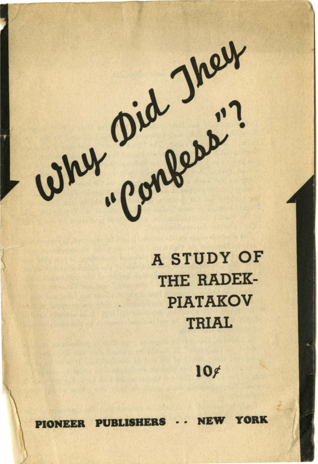 A Study of the Radek- Piatakov Trial