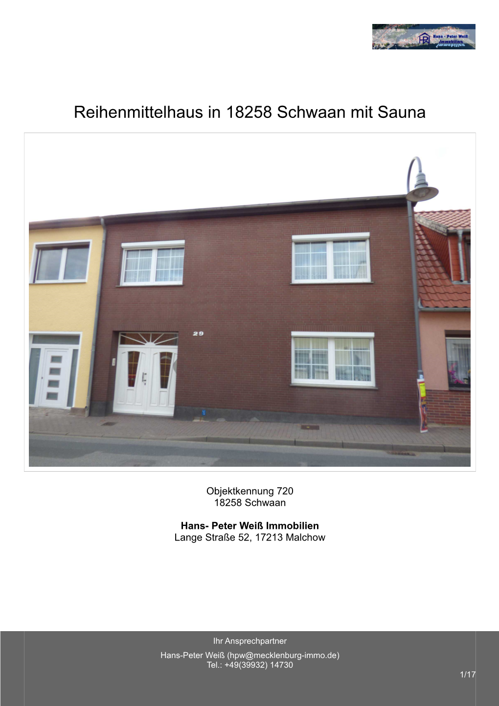 Reihenmittelhaus in 18258 Schwaan Mit Sauna