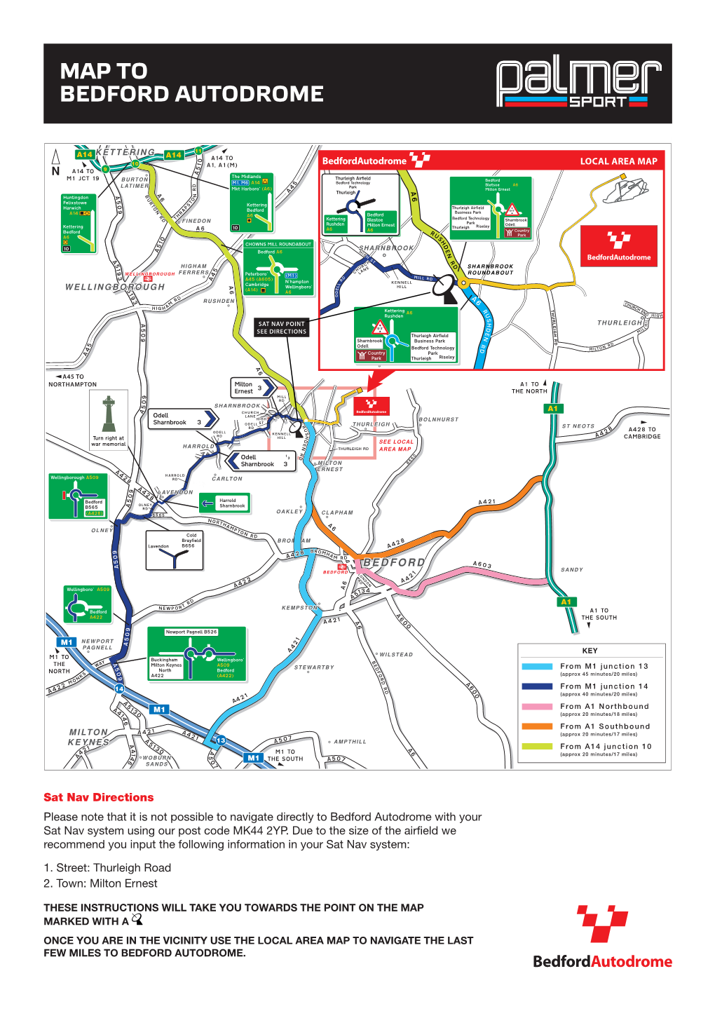 Map to Bedford Autodrome