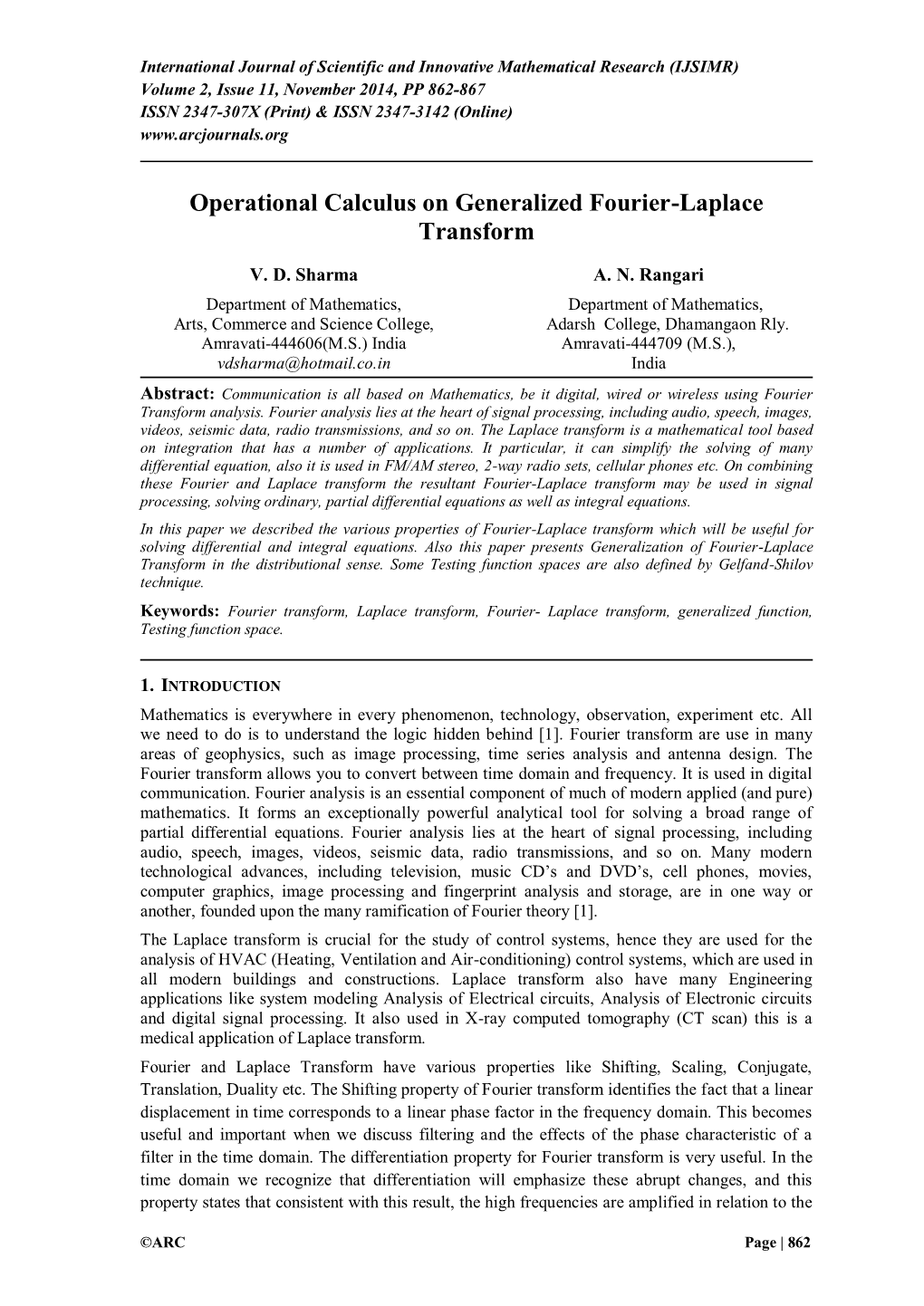 Operational Calculus on Generalized Fourier-Laplace Transform