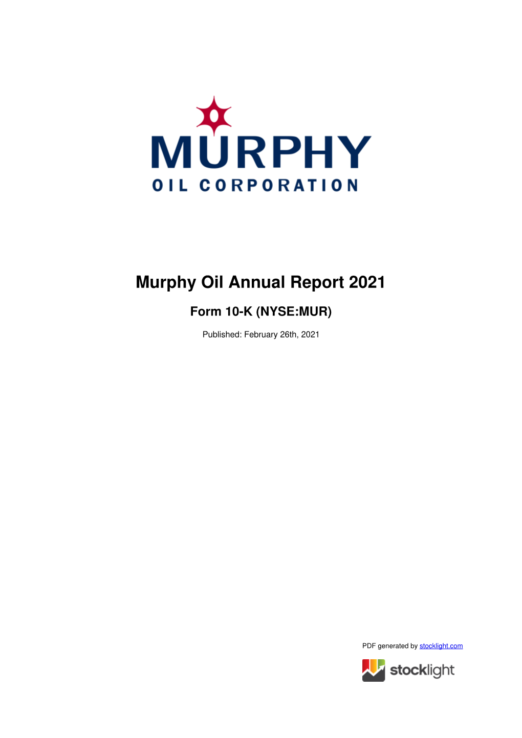 Murphy Oil Annual Report 2021