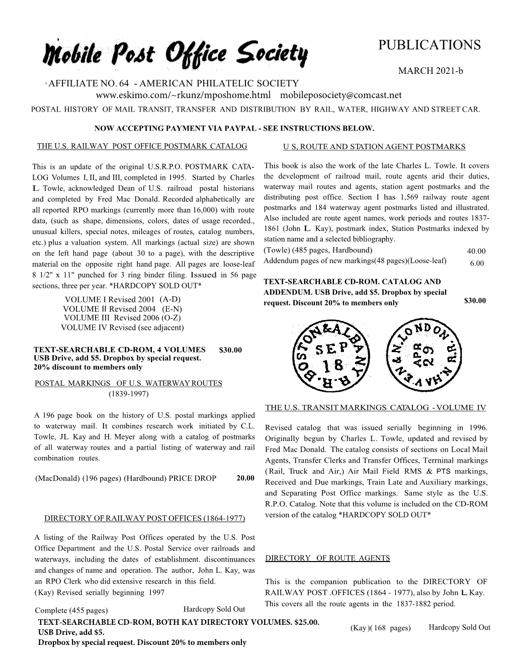 U.S. Route and Station Agent Postmarks