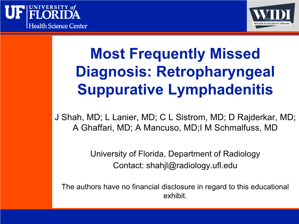 Retropharyngeal Suppurative Lymphadenitis