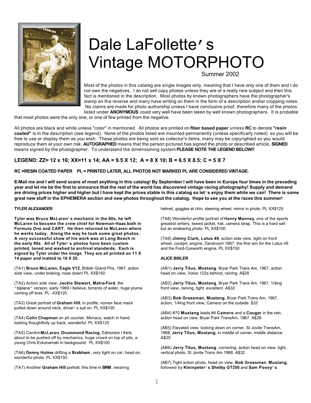 Dale Lafollette's Vintage Motorphoto