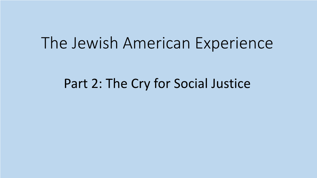 The Jewish American Experience