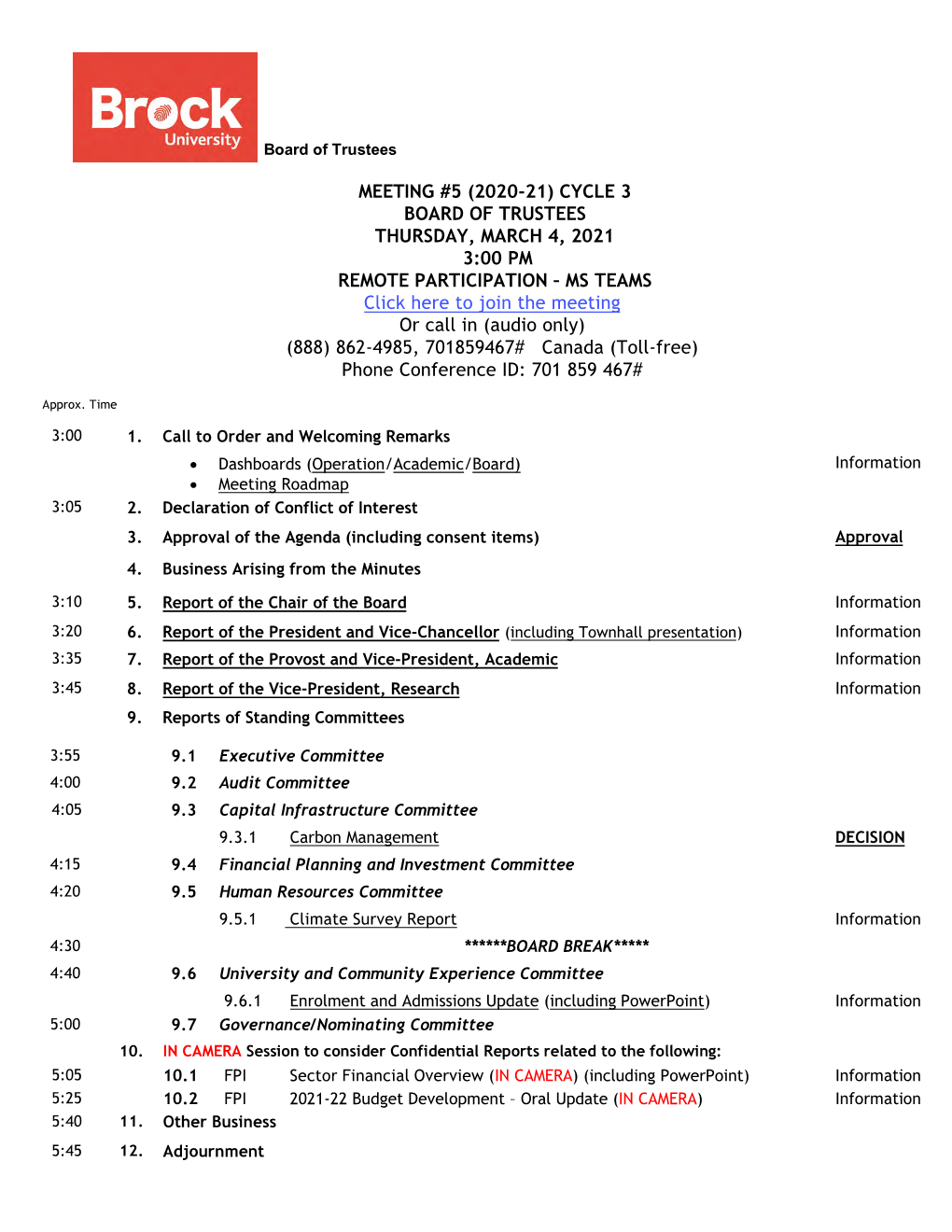 Meeting #5 (2020-21) Cycle 3 Board of Trustees