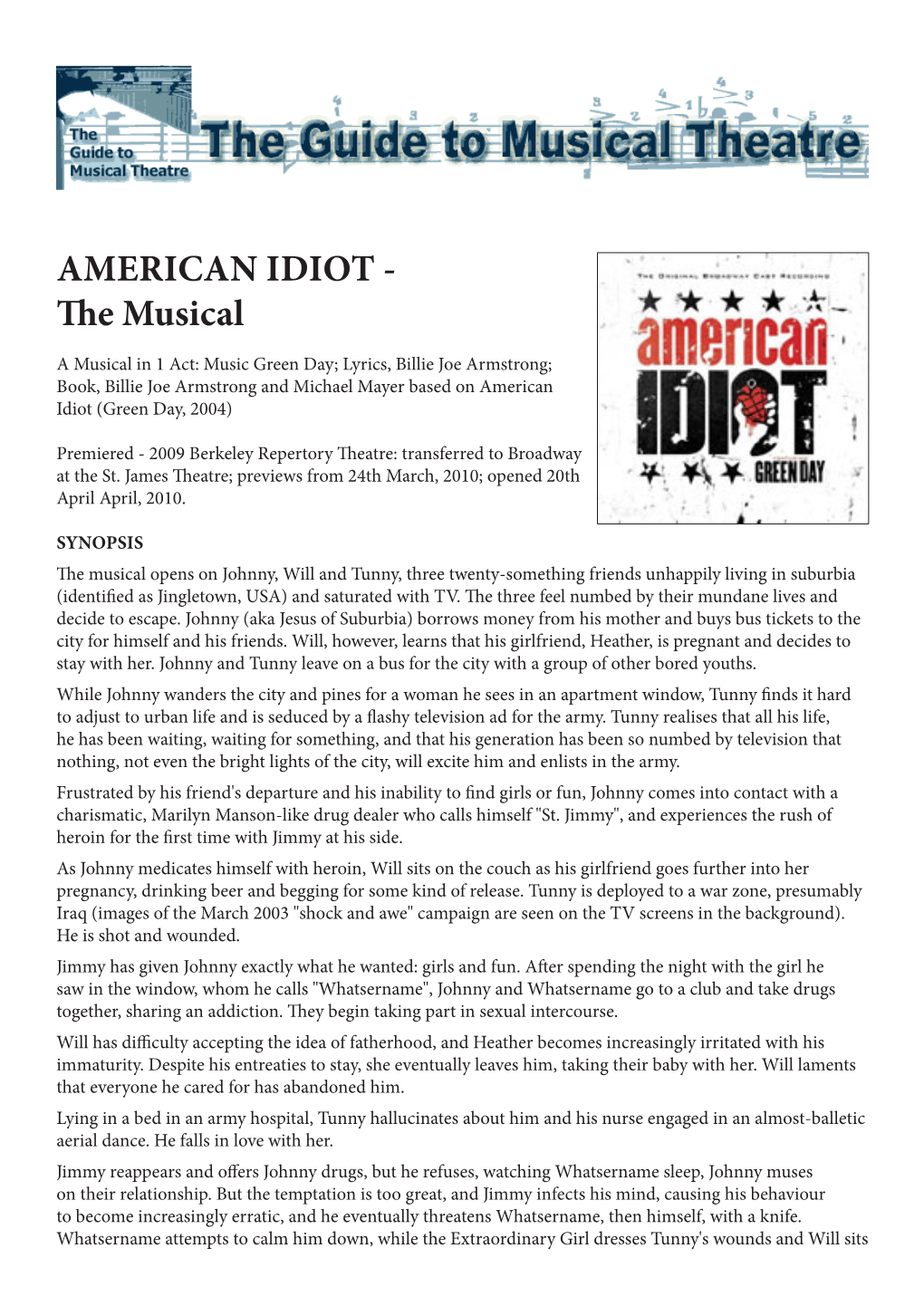 AMERICAN IDIOT - the Musical