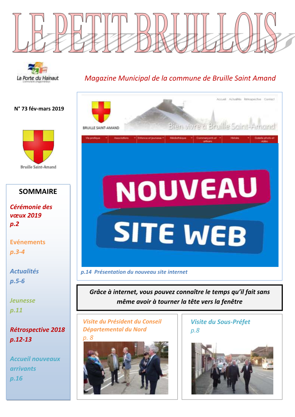 Magazine Municipal De La Commune De Bruille Saint Amand SOMMAIRE