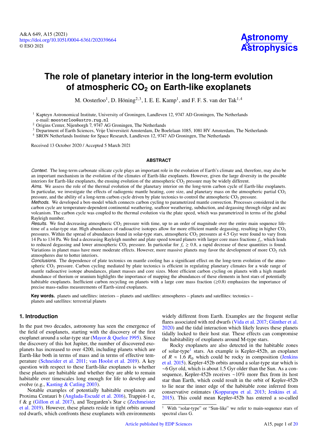 The Role of Planetary Interior in the Long-Term Evolution of Atmospheric CO2 on Earth-Like Exoplanets M