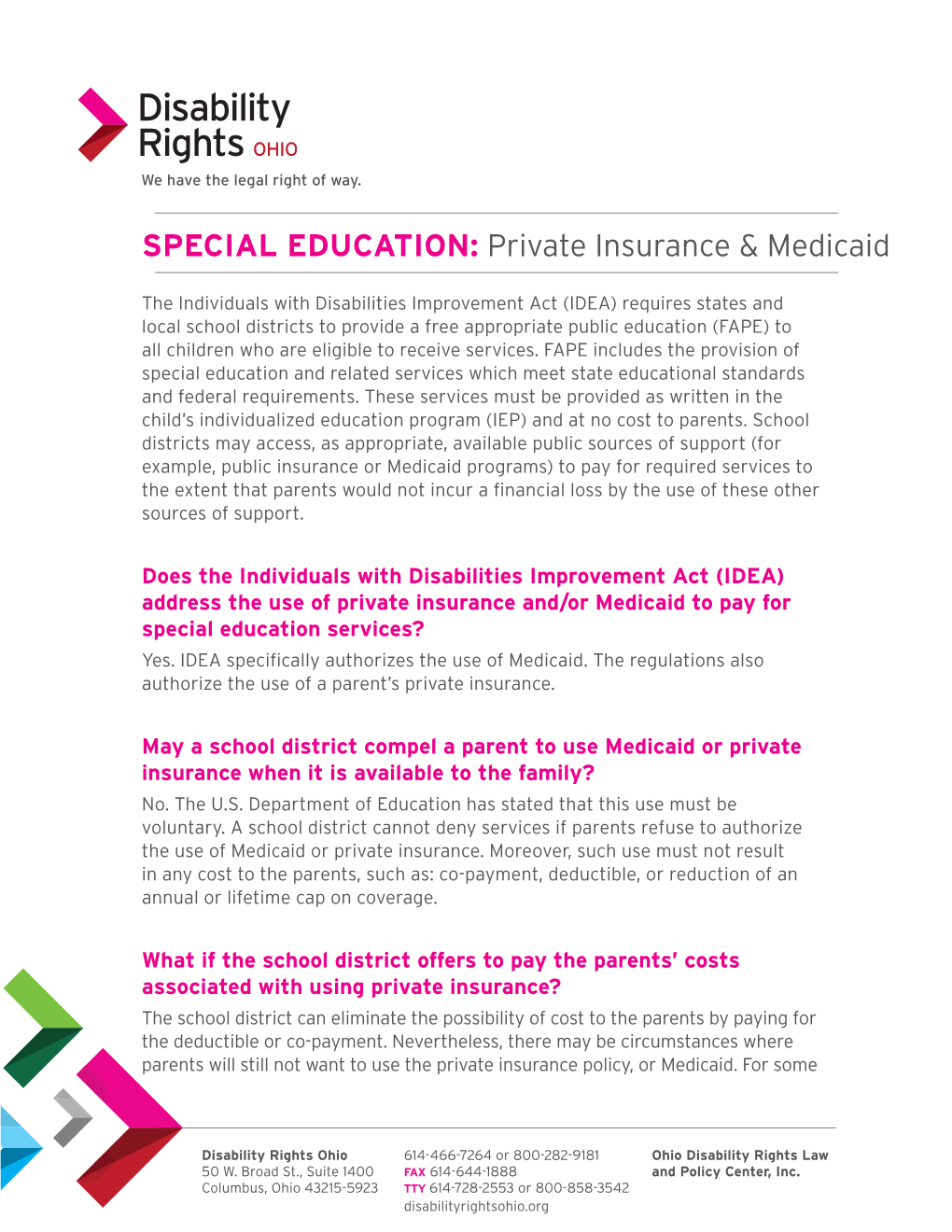 SPECIAL EDUCATION: Private Insurance & Medicaid