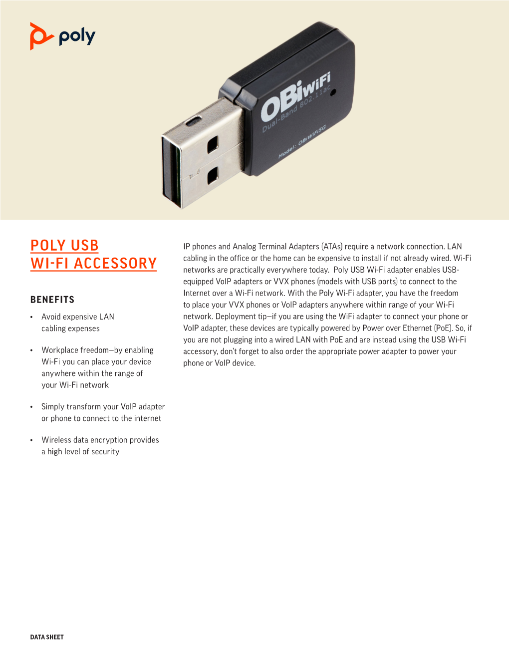 Data Sheet Poly Usb Wi-Fi Accessory