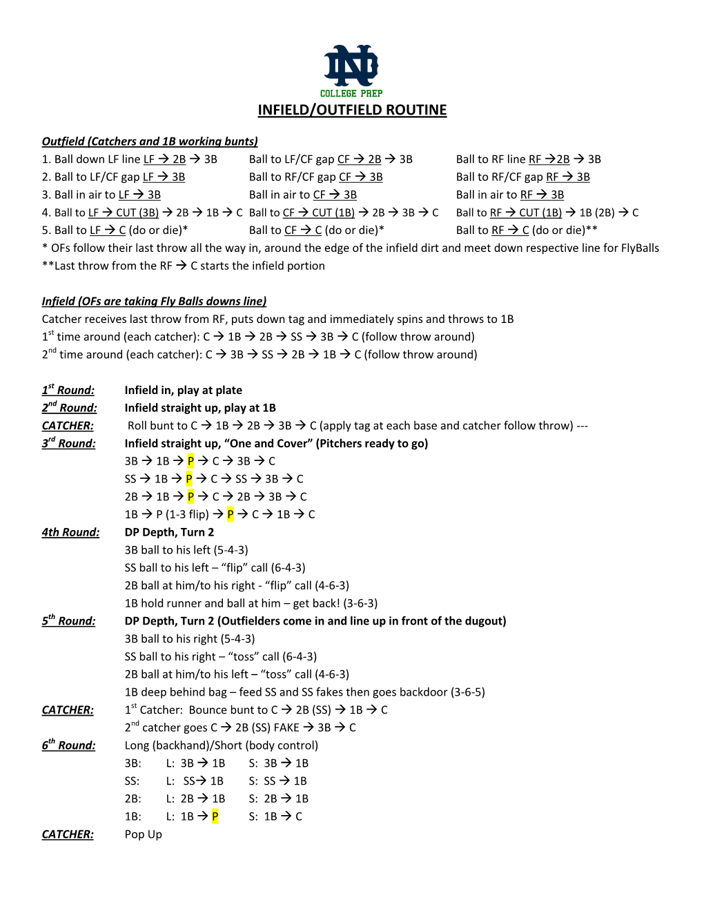 Infield/Outfield Routine