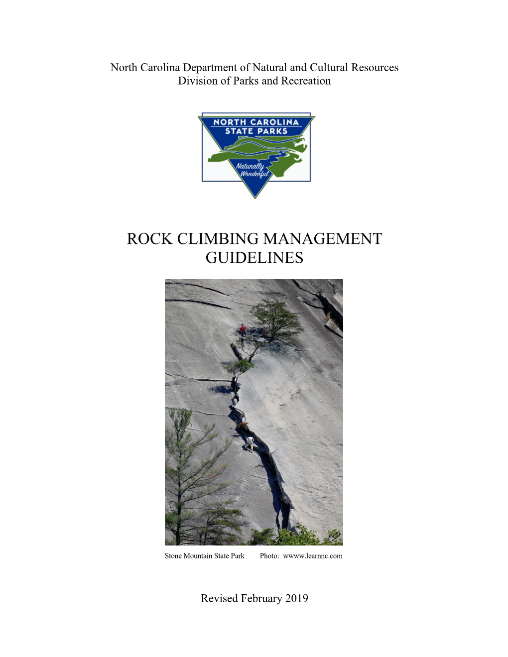 Rock Climbing Management Guidelines