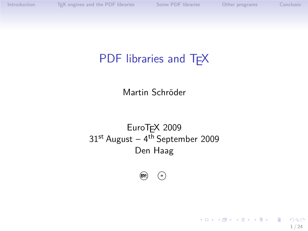 PDF Libraries and TEX