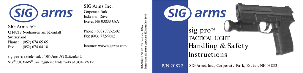 Sig Protm Handling & Safety Instructions