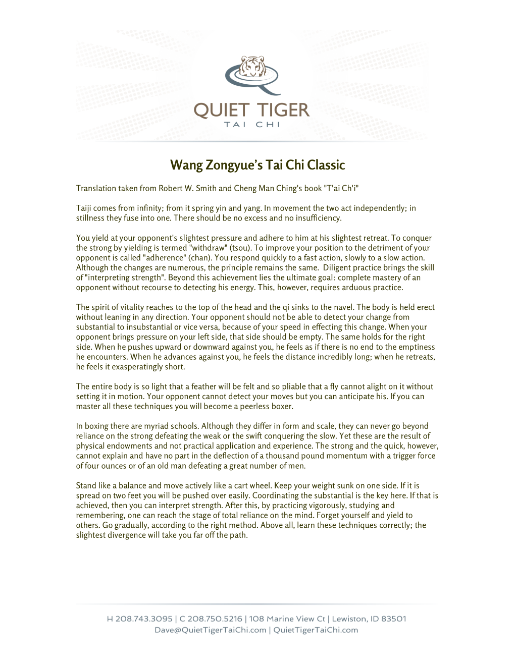 Wang Zongyue's Tai Chi Classic