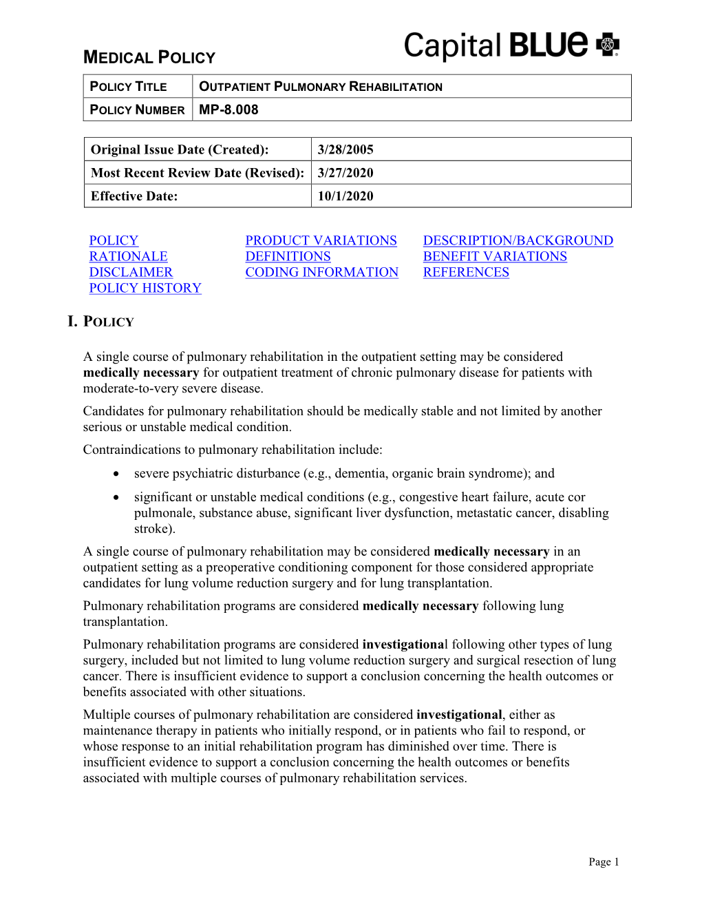 Outpatient Pulmonary Rehabilitation