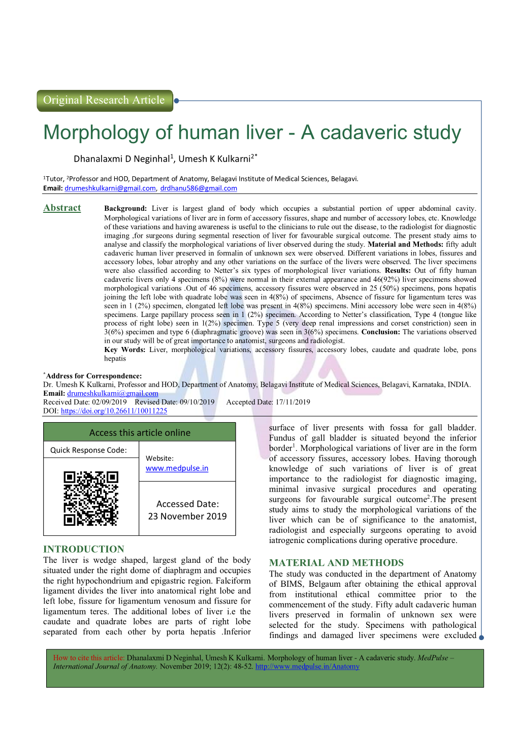 Morphology of Human Liver - a Cadaveric Study
