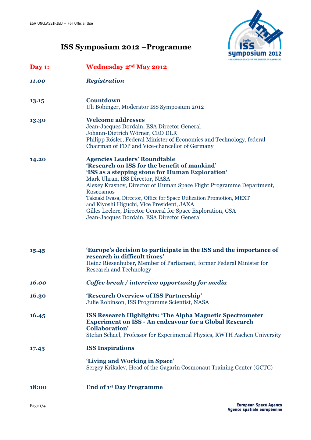 ISS Symposium 2012 –Programme