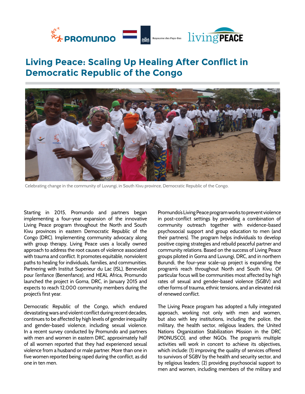 Living Peace: Scaling up Healing After Conflict in Democratic Republic of the Congo